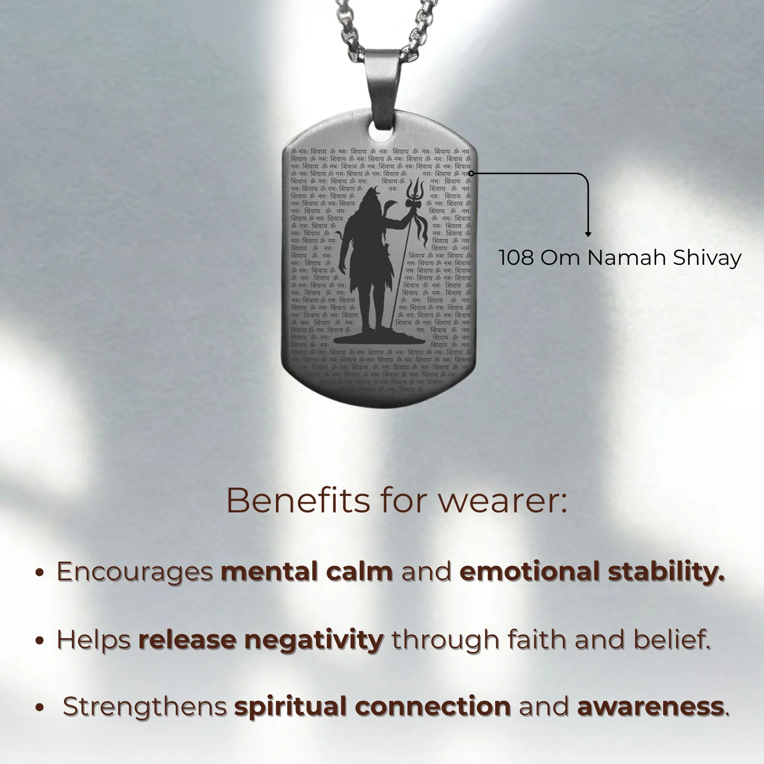 108 Om Namah Shivay MicroCarved Tag Necklace - Image 18
