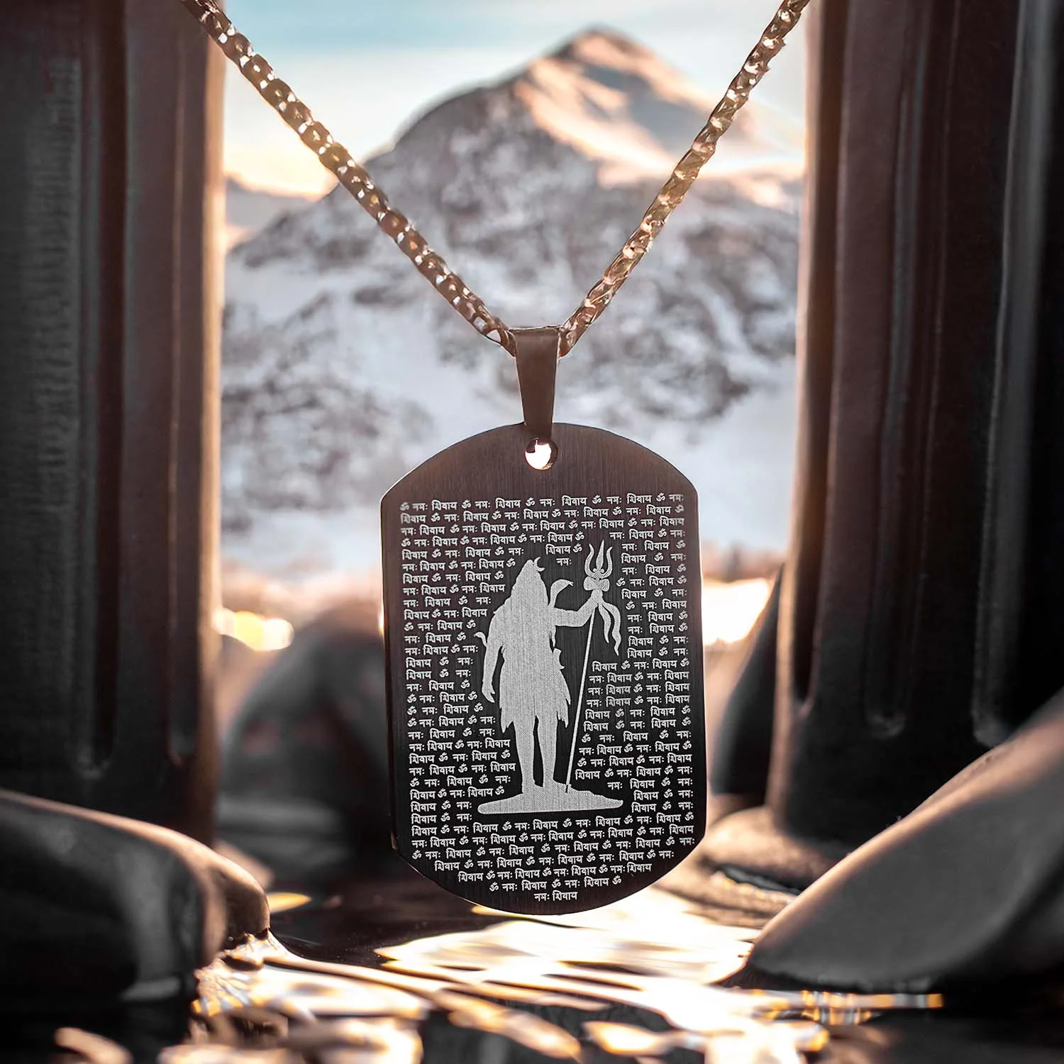 108 Om Namah Shivay MicroCarved Tag Necklace - Image 9