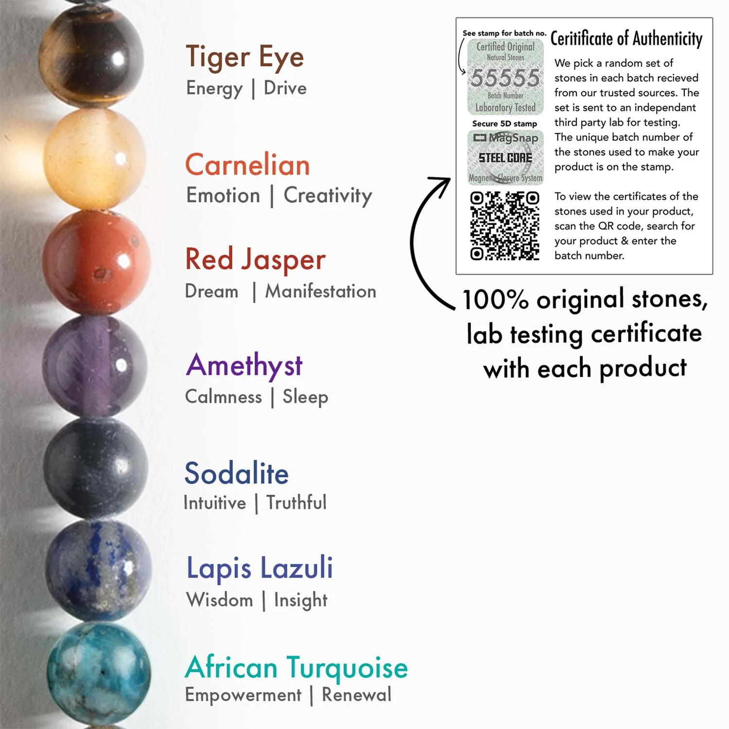 Multi Chakra Natural Stone Bracelet - Image 4