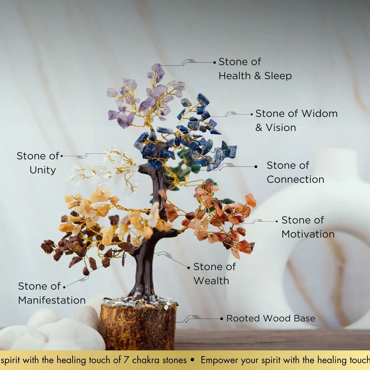 7 Chakra Natural Stone Tree - Image 3