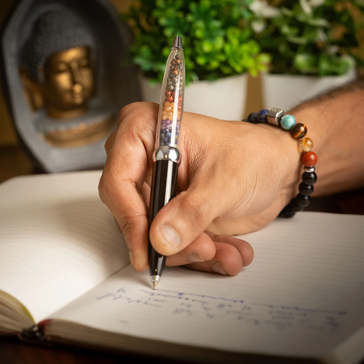 9 Chakra MagSpin Rotating Desk Pen with DryFlow Ink - Image 3