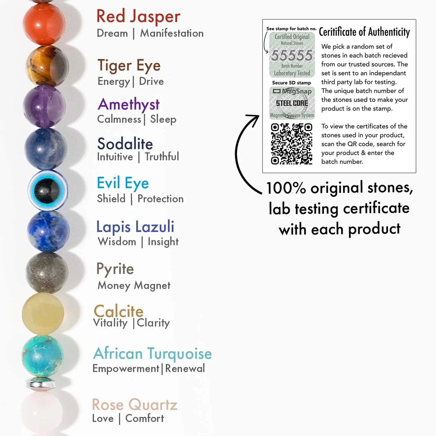 9 Chakra Natural Stone Couple Bracelets with Magsnap2 - Image 4