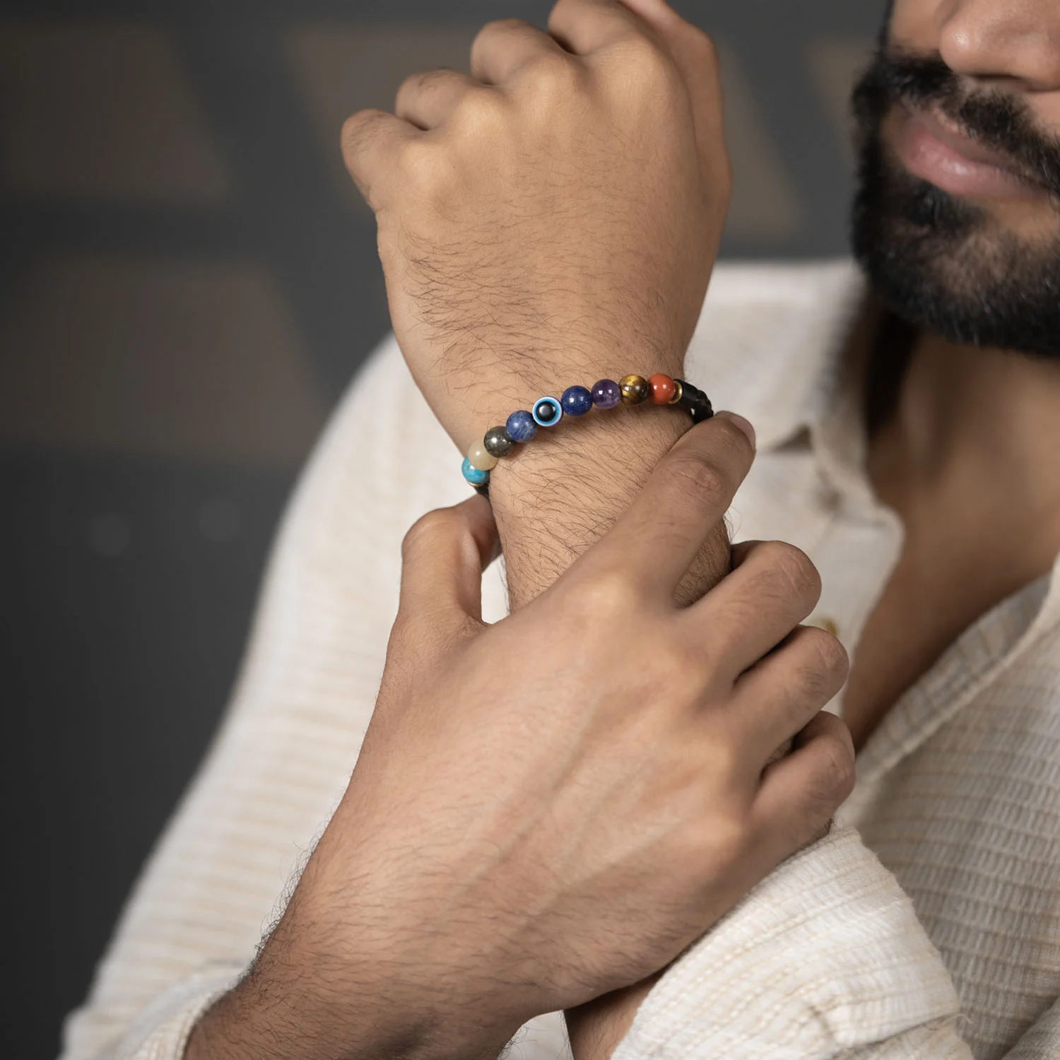 9 Chakra Natural Stone NeoLeather Bracelet With MagSnap2 - Image 3