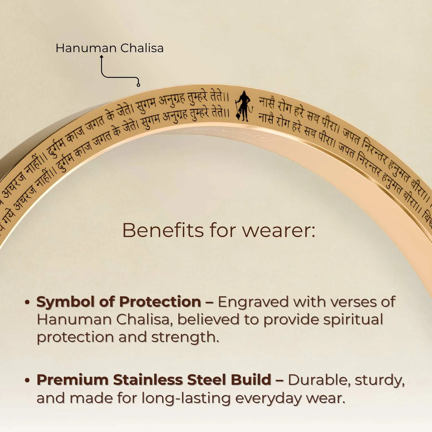 9 Verse Hanuman Chalisa MicroCarved Thick Round Kada - Image 2
