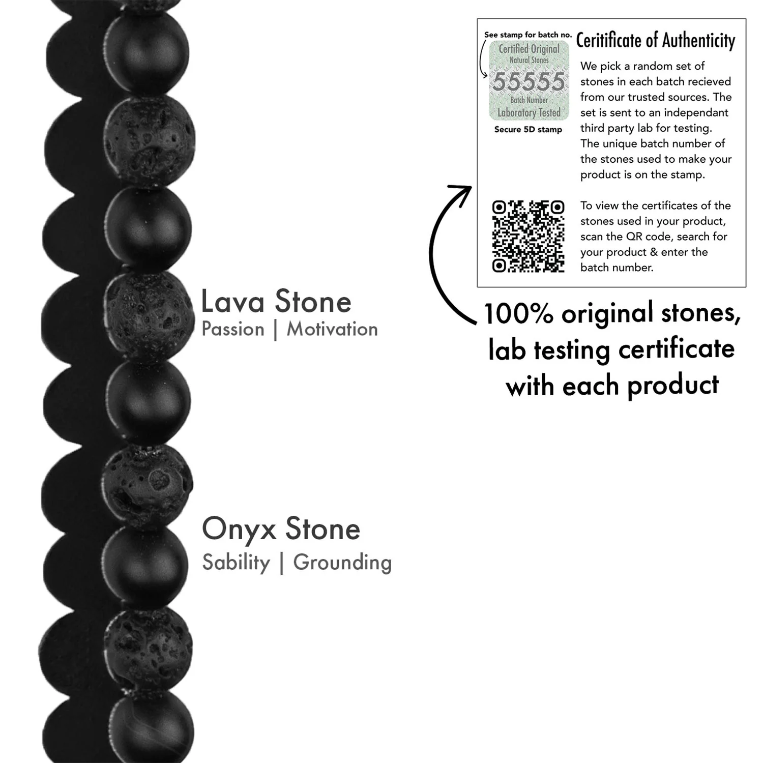 Stealth Matte Black Onyx and Lava Natural Stone Bracelet - Image 11