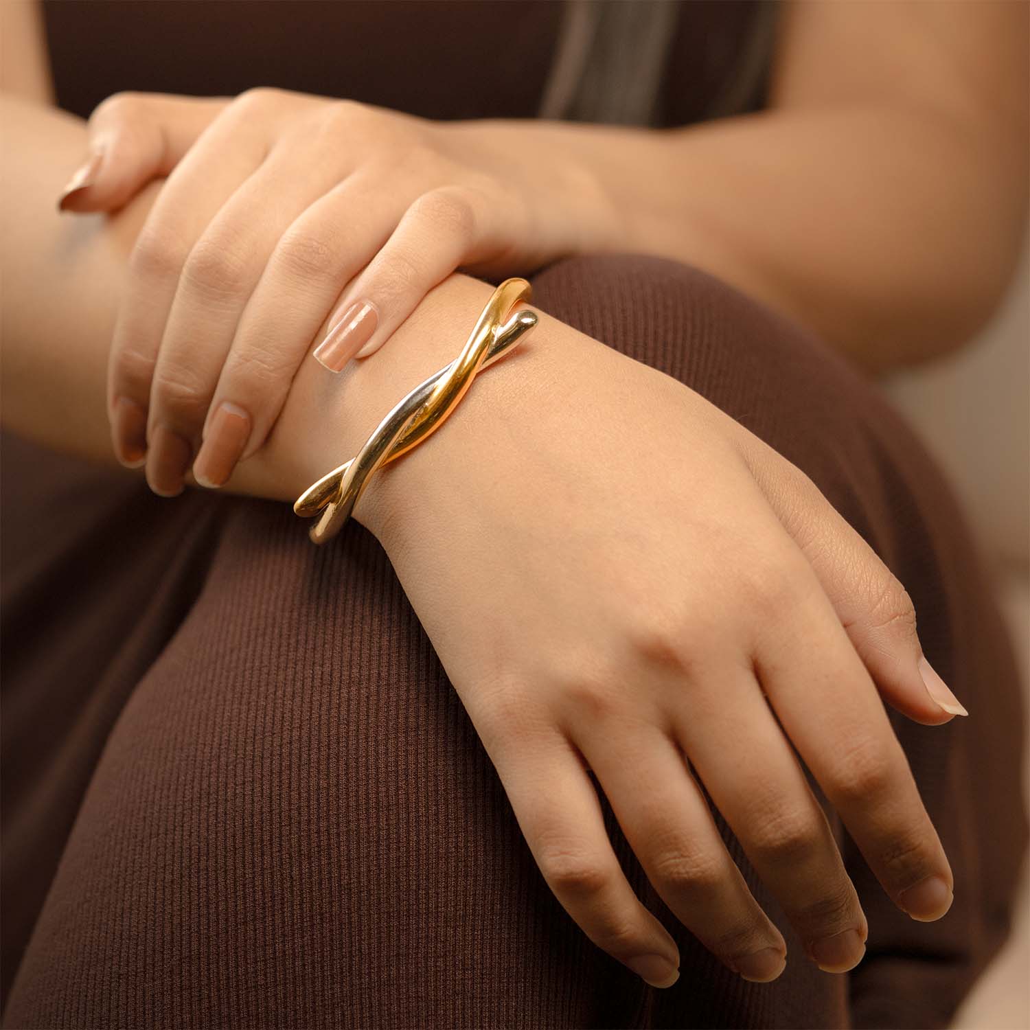 Allure Interlooped Dual-Tone Cuff Bracelet - Image 2