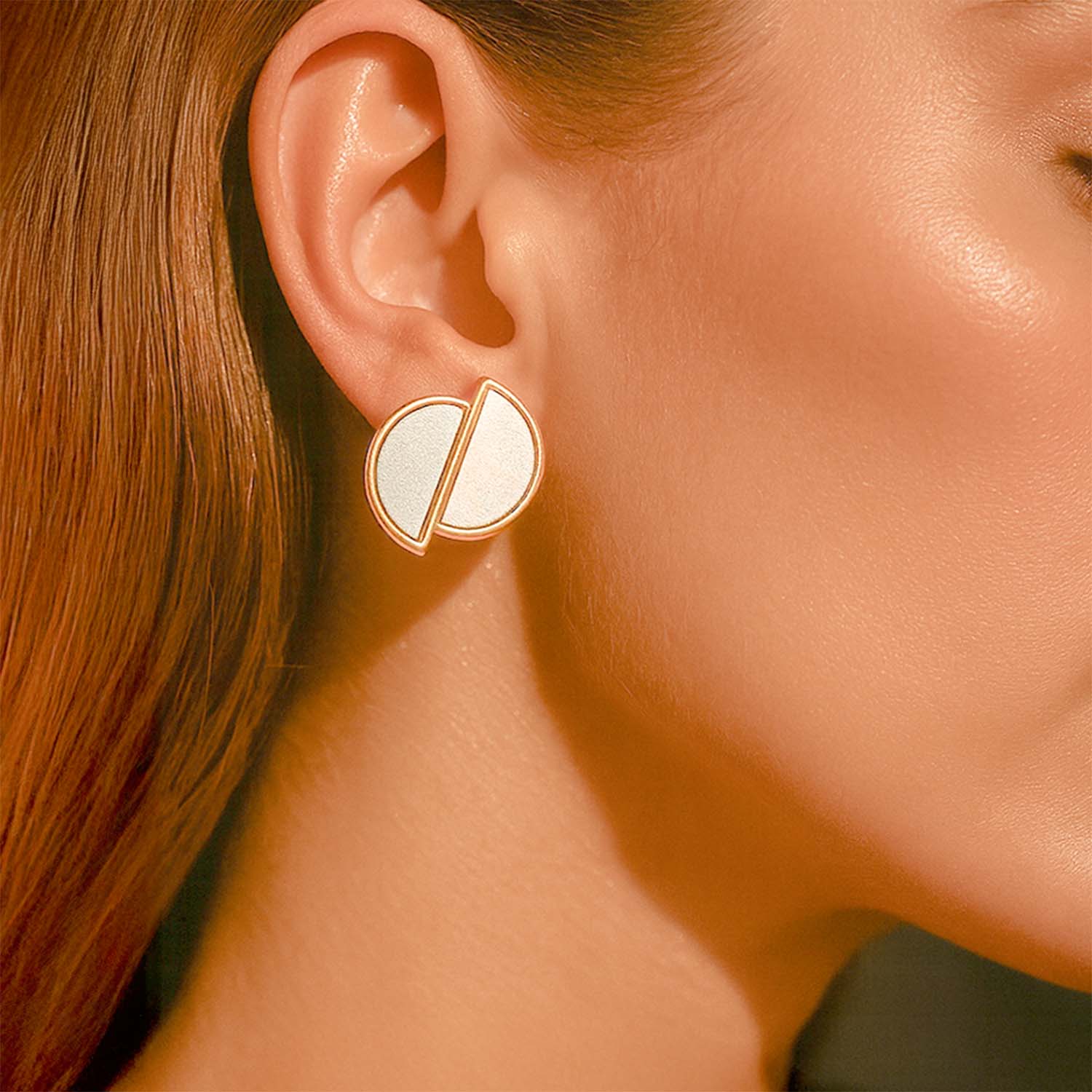 Amara Gold Half-Moon Stud Earrings - Image 2