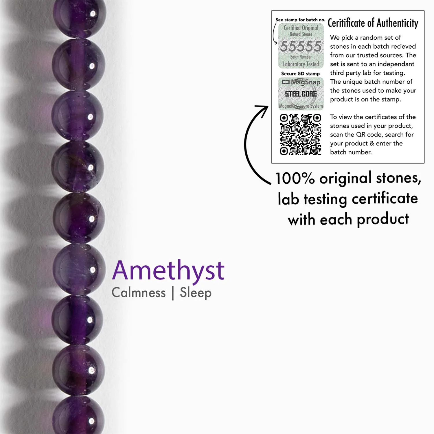 Amethyst Natural Stone Couple Bracelet with Magsnap 2 - Image 4