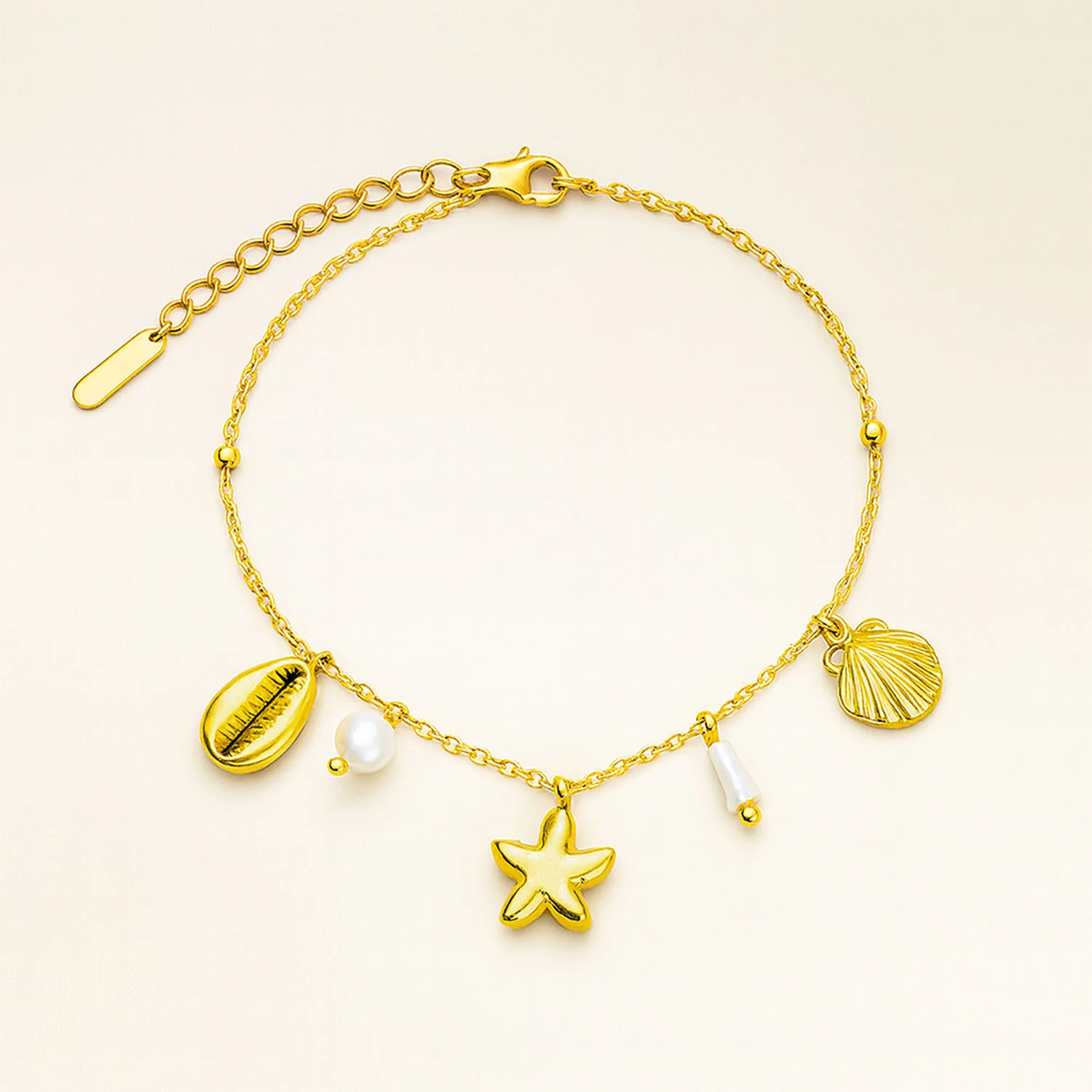 Amoura Dainty Gold Ocean Charms Adjustable Bracelet - Image 3