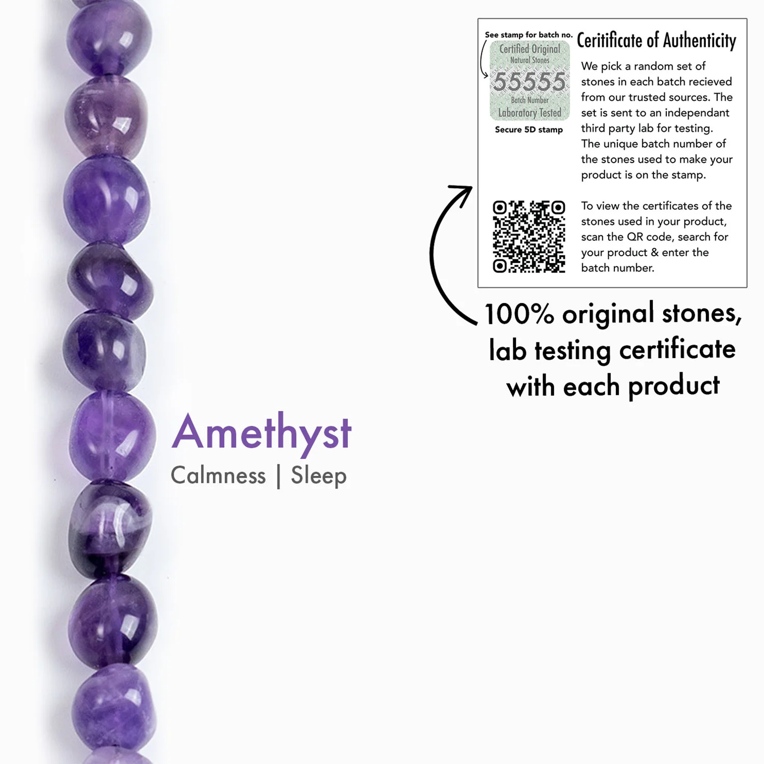 Amethyst Tumble Natural Stone Elastic Bracelet - Image 3