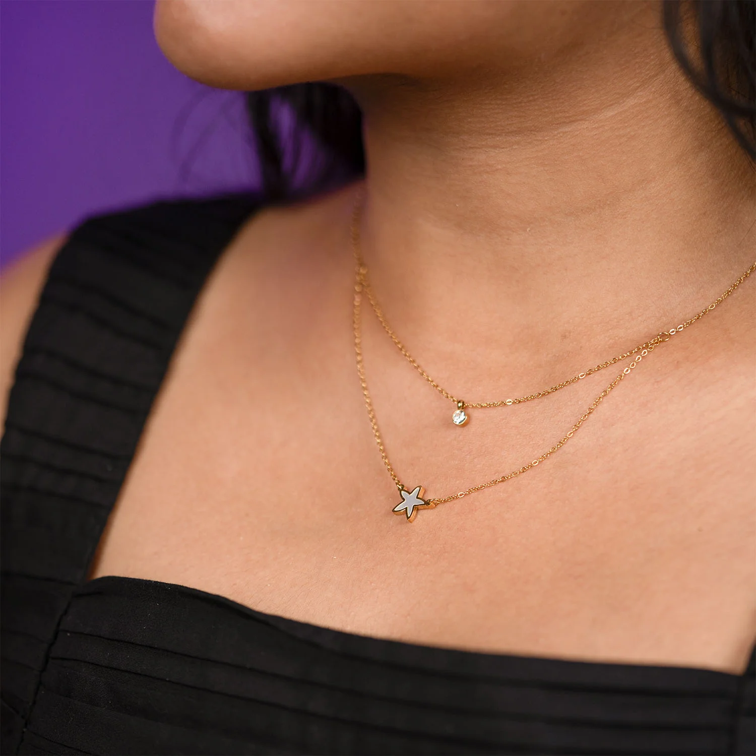 Ariel Gold Layered MOP Star Necklace - Image 2