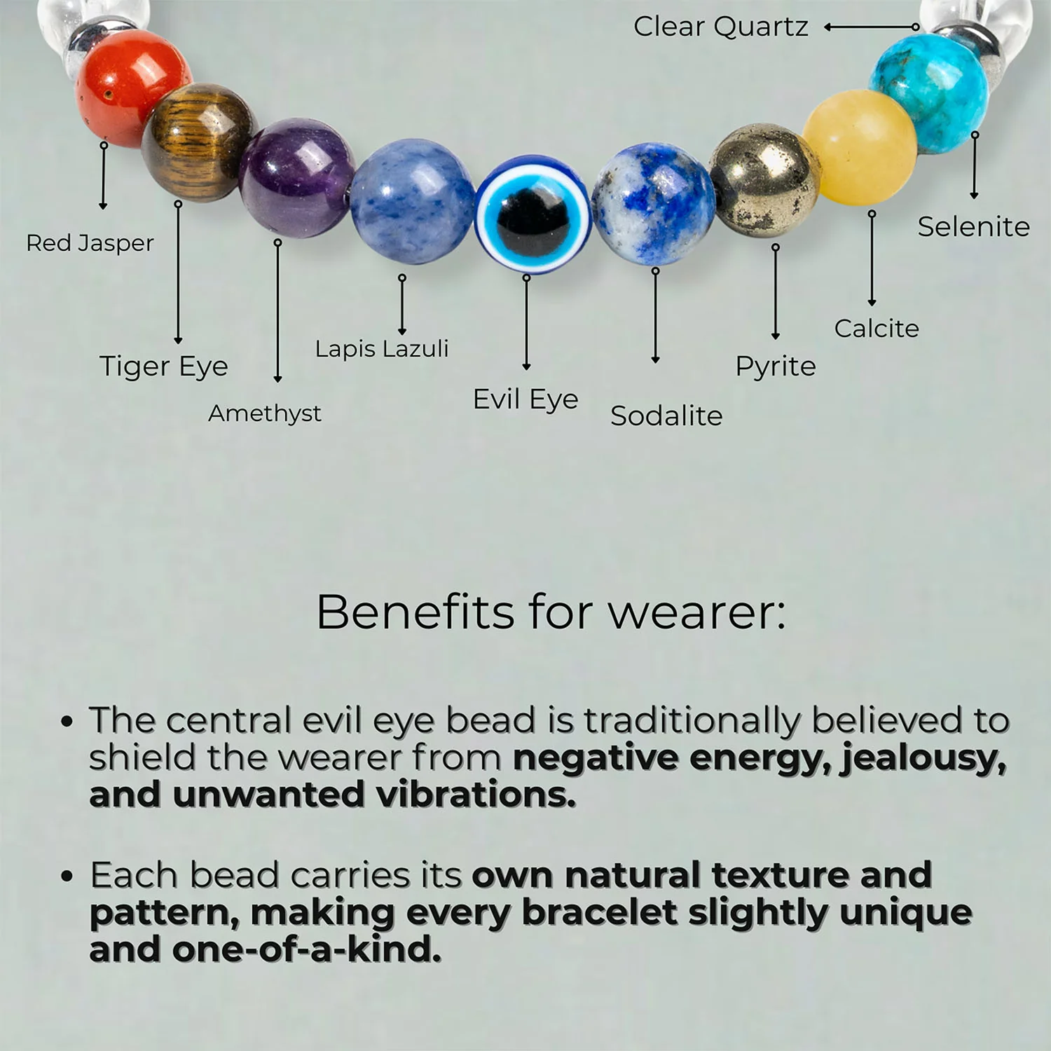 Balanced 9 Chakra Clear Quartz Natural Stone Bracelet - Image 11
