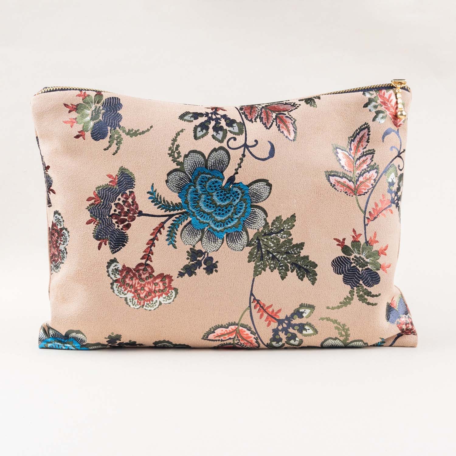 Beige Foil Print Suede Carry On Pouch - Image 3