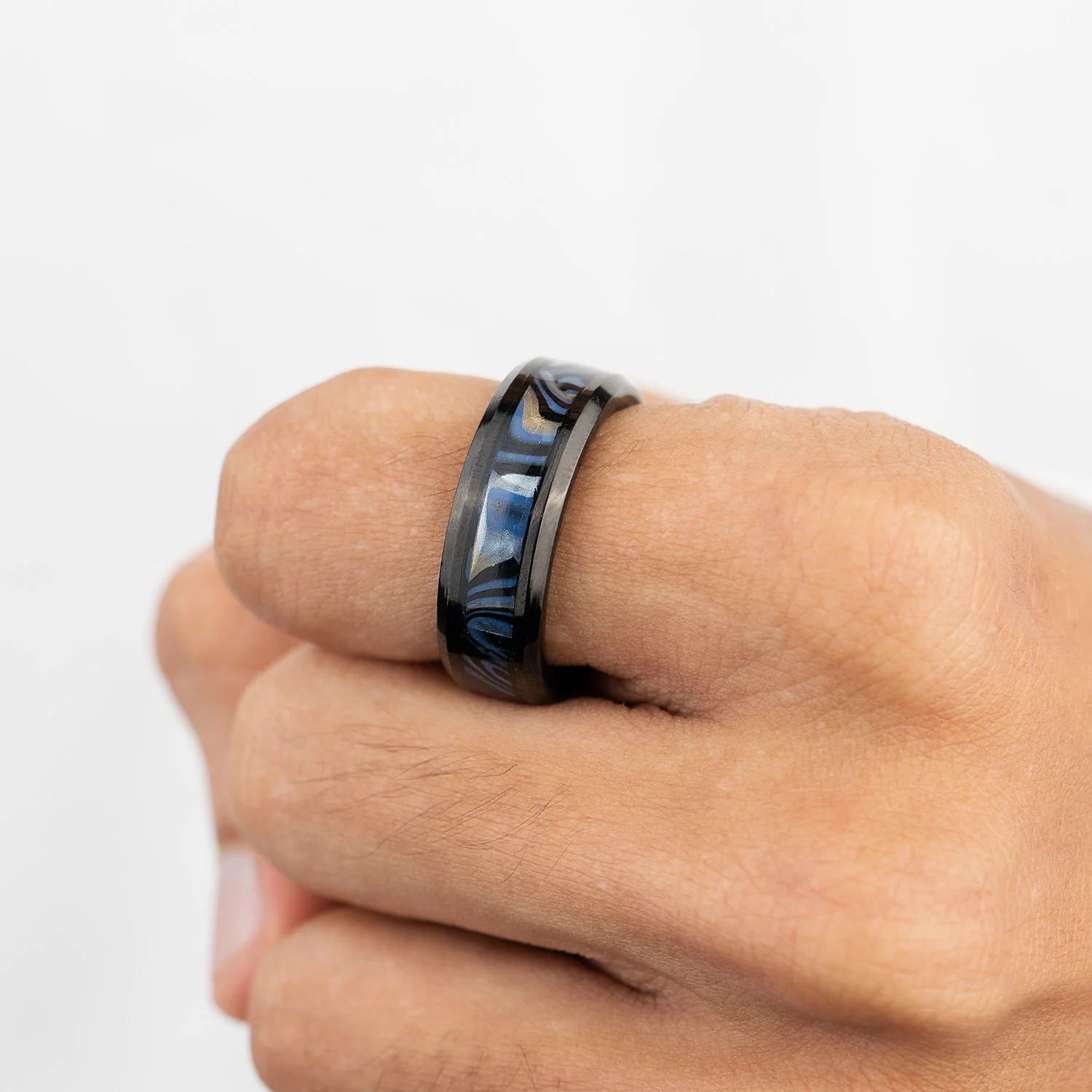 Black Damascus Inlay Ring - Image 2