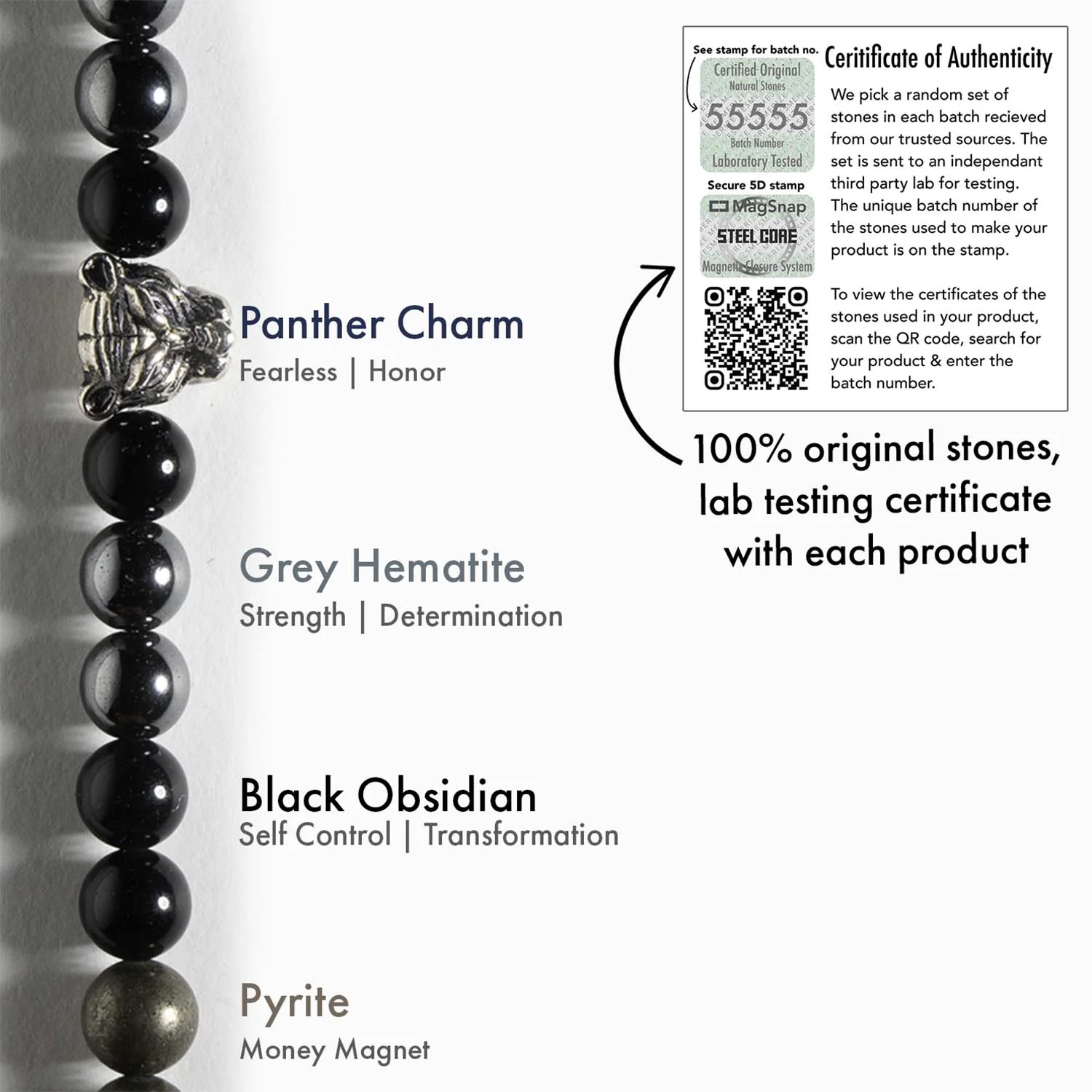 Focus Black Panther 2.0 Natural Stone Bracelet with MagSnap 2 - Image 4