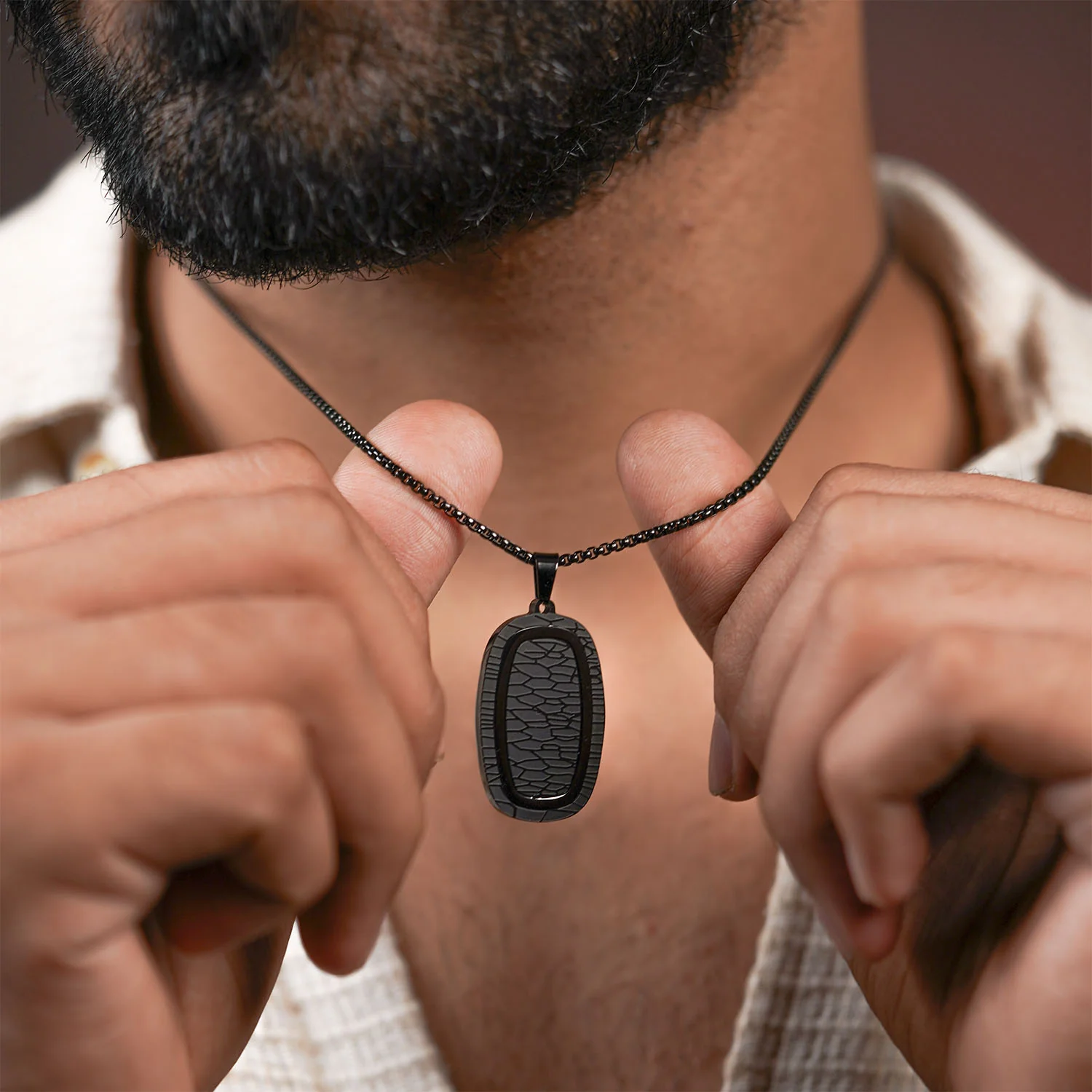 Black Rugged Steel Tag Necklace - Image 2