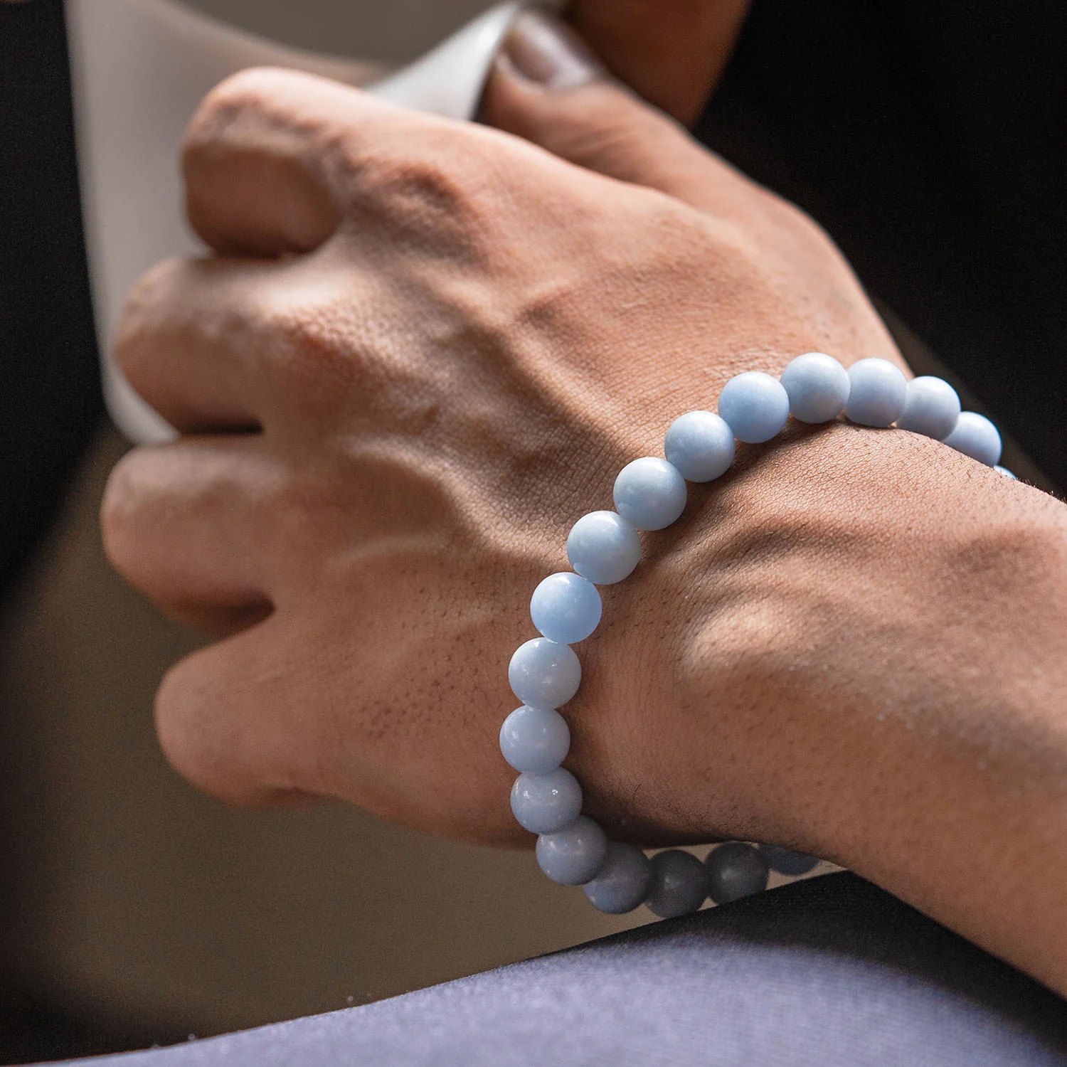 Calming Angelite Natural Stone Bracelet - Image 3