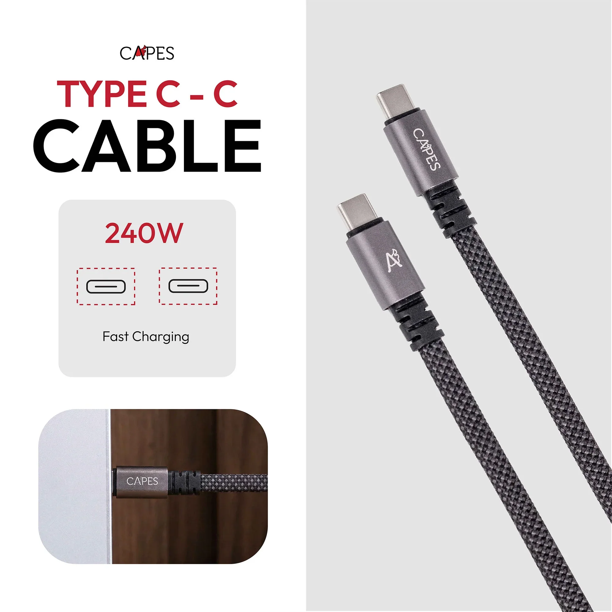 Capes MagLock Type C to C Flat Magnetic 240W Fast Charging Cable [1M] - Image 5