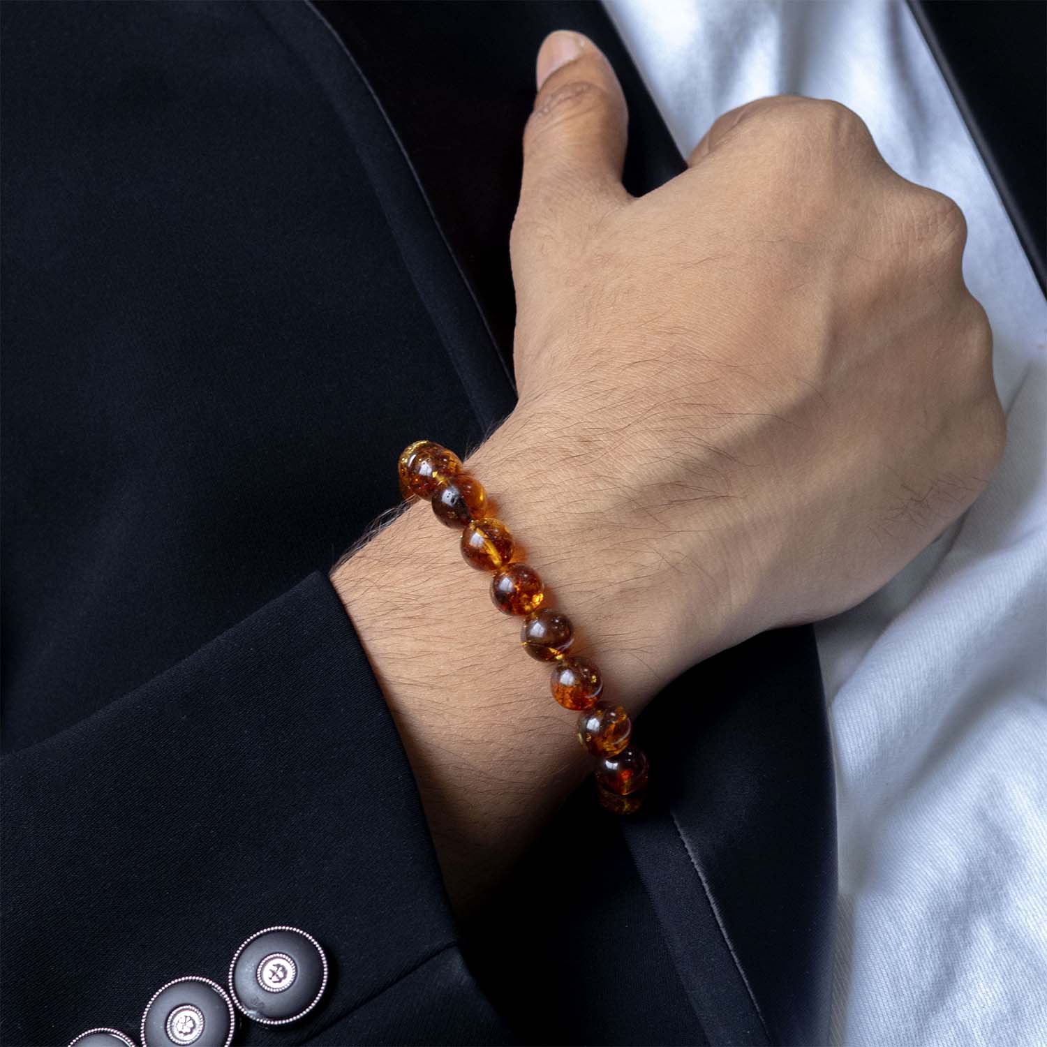 Celestial Warmth Amber Natural Stone Bracelet with Magsnap 3 - Image 3