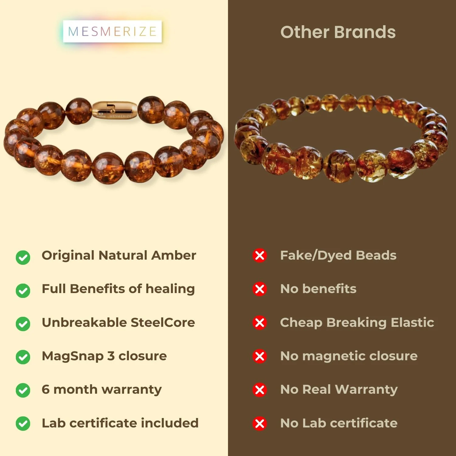 Celestial Warmth Amber Natural Stone Bracelet with Magsnap 3 - Image 7