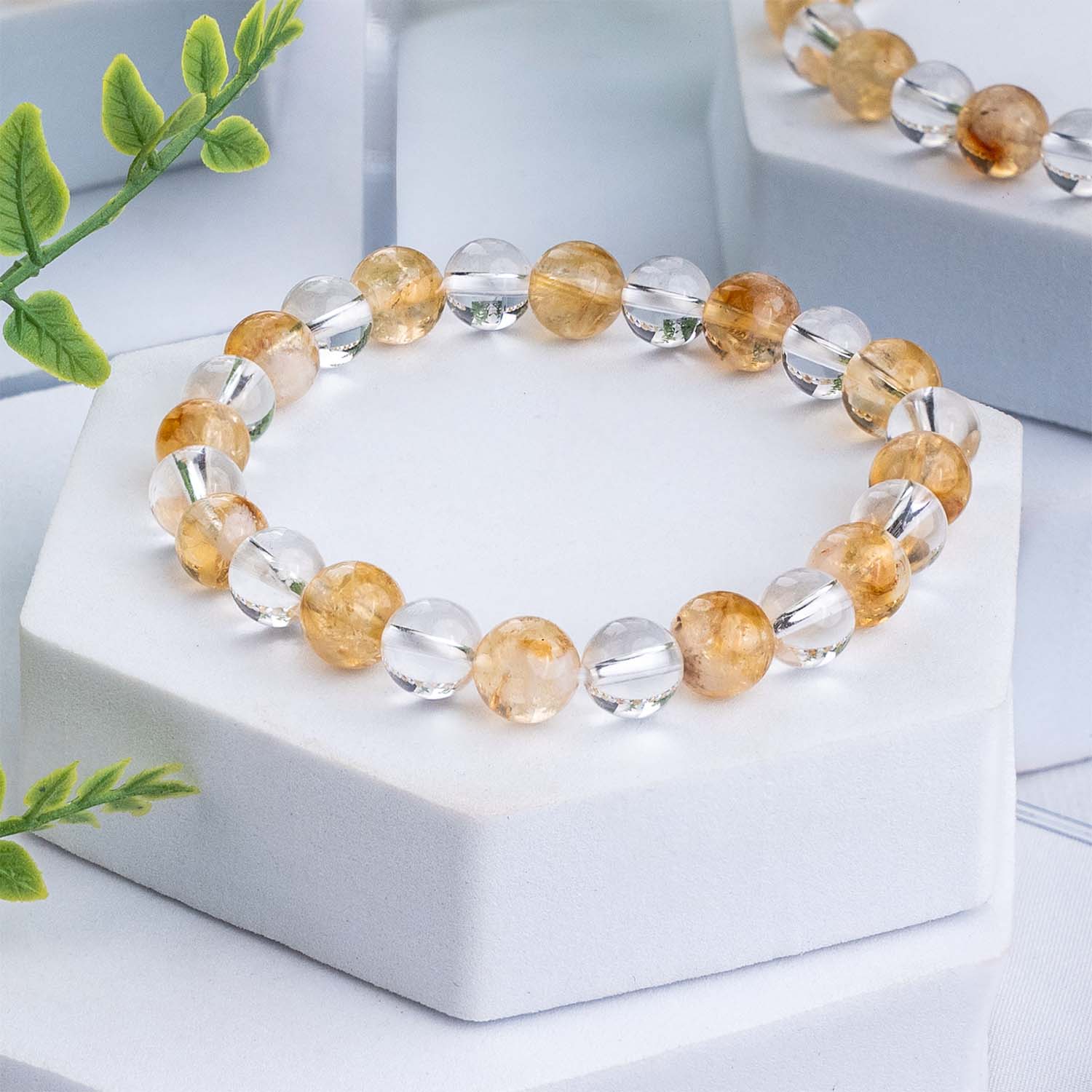 Abundance Citrine and Clear Quartz Natural Stone Bracelet - Image 9