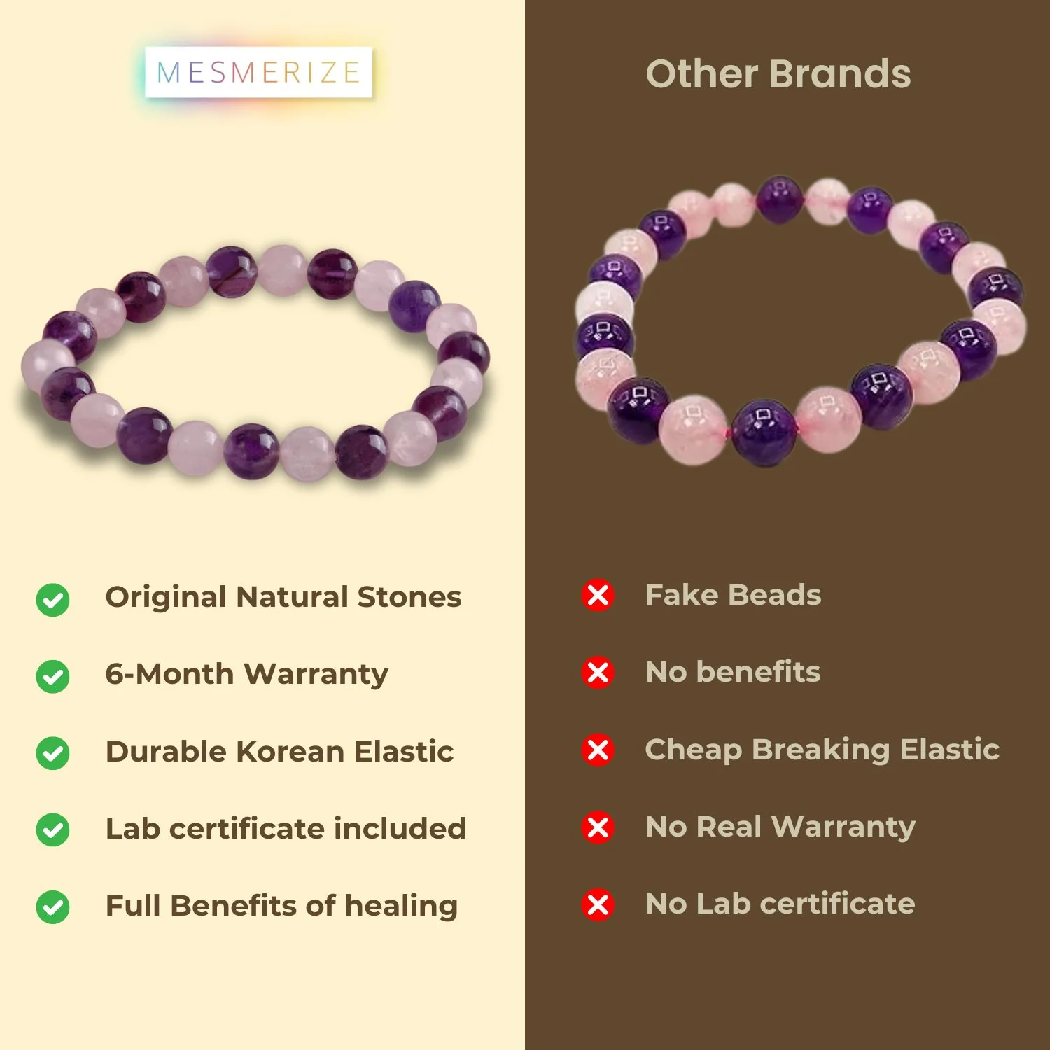 Compassionate Amethyst & Rose Quartz Natural Stone Bracelet - Image 15