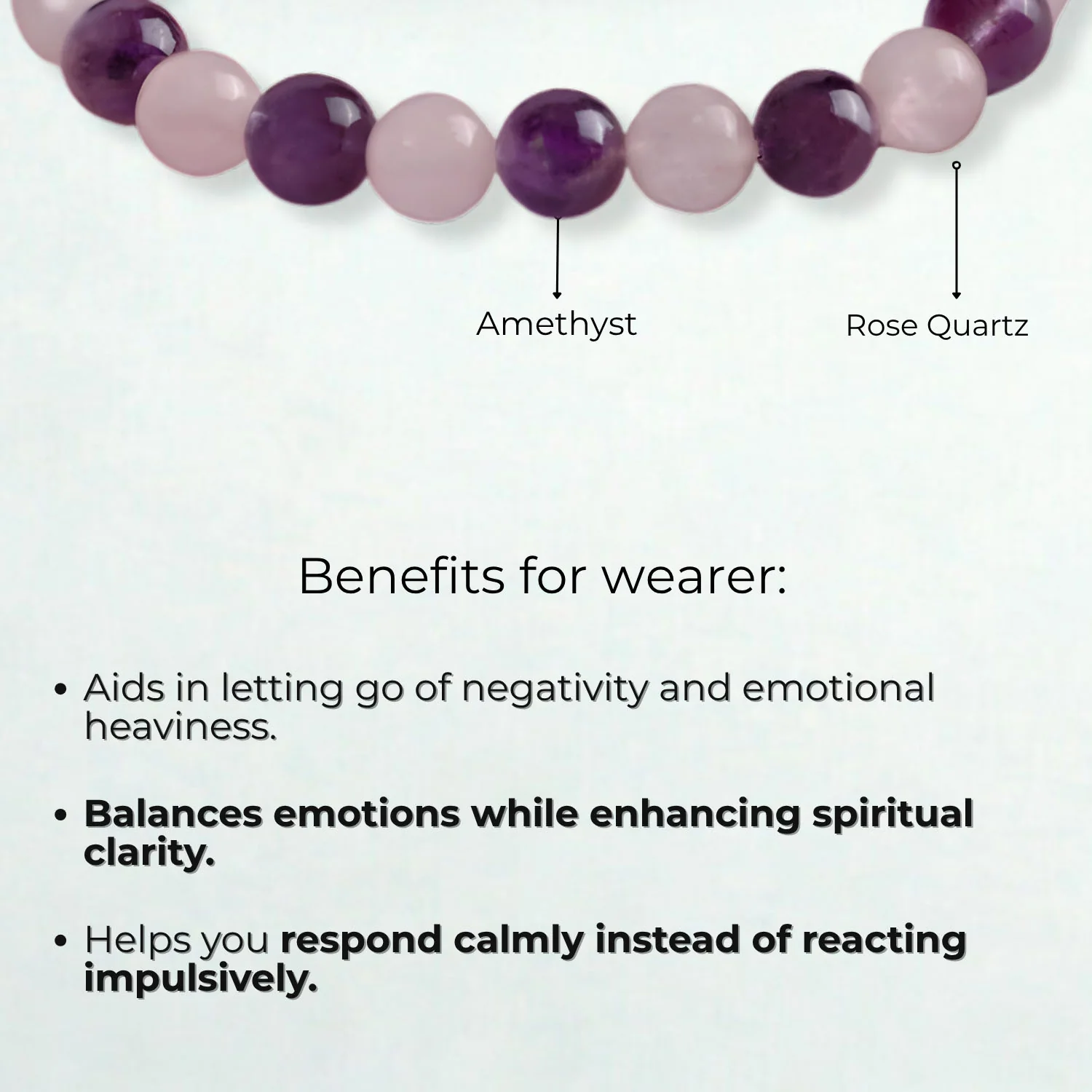 Compassionate Amethyst & Rose Quartz Natural Stone Bracelet - Image 2