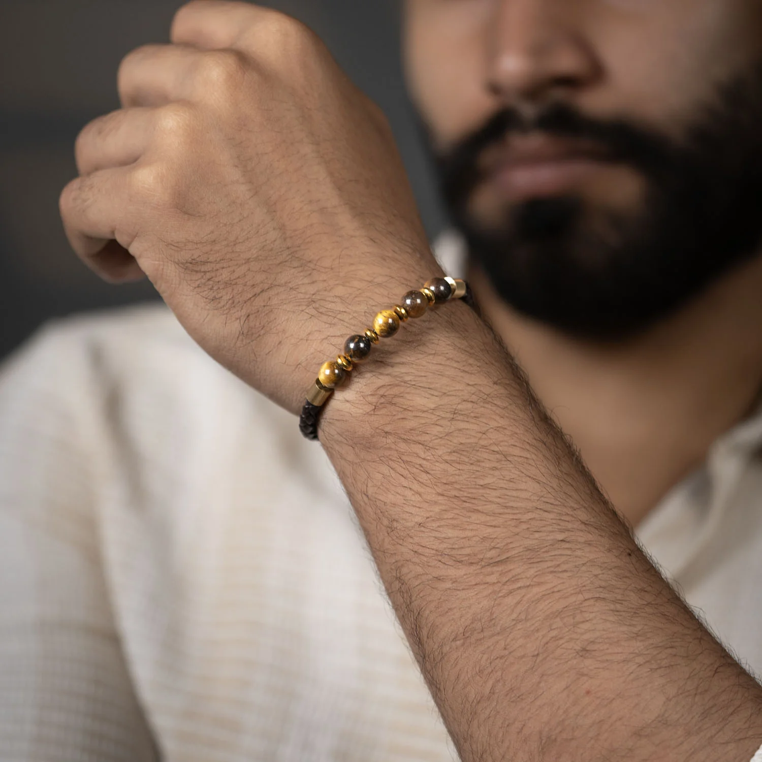 Courageous Tiger Eye Natural Stone NeoLeather Bracelet With MagSnap2 - Image 3