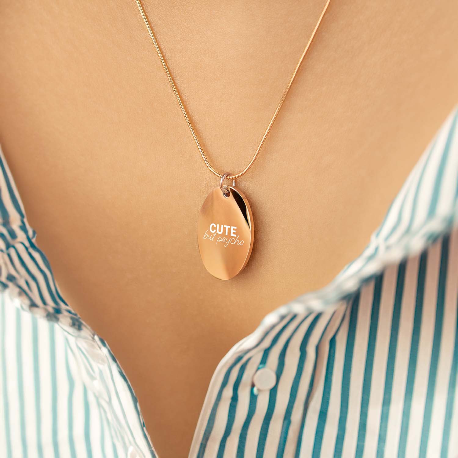 Cute But Psycho Oval Necklace - Image 2
