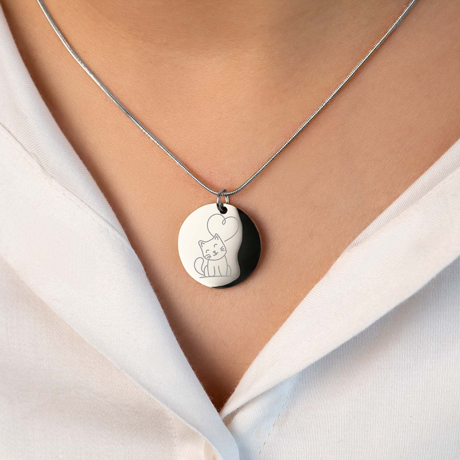Cute Cat Circle Necklace - Image 2