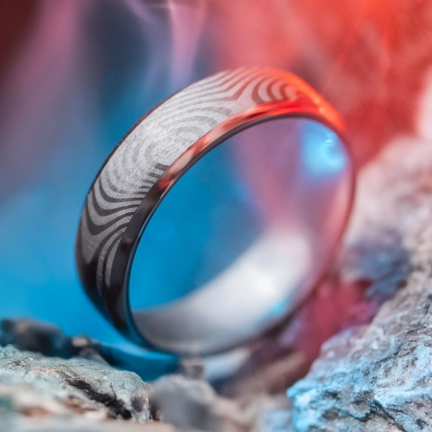 Damascus Beveled Ring - Image 7