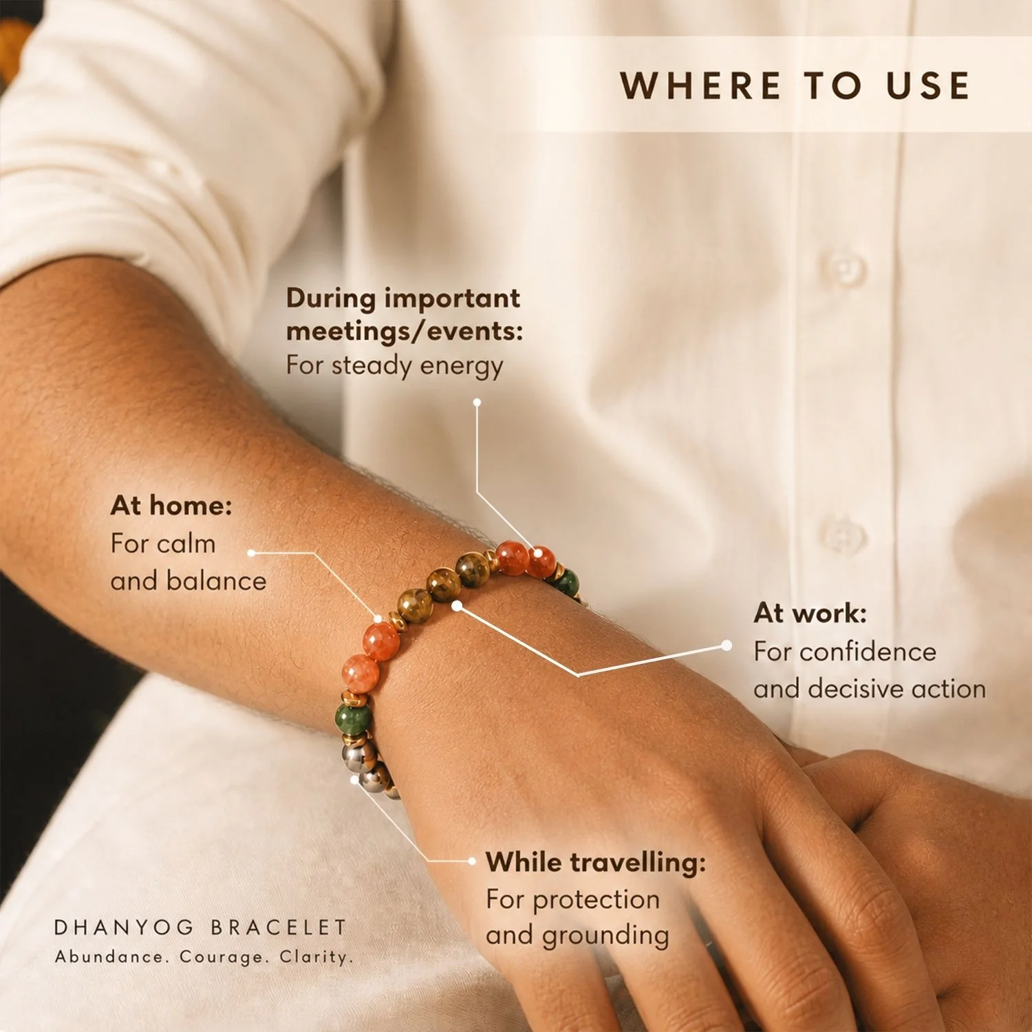 Dhanyog Wealth Attraction Natural Stone Bracelet - Image 3