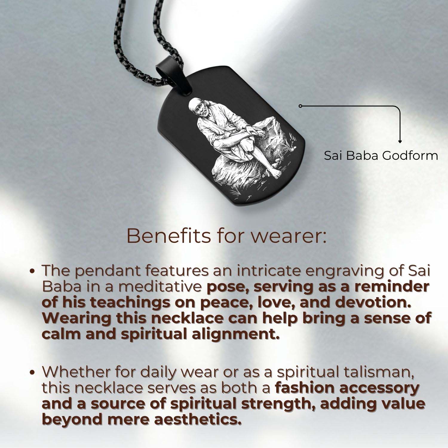 Divine Sai Baba Godform Tag Necklace - Image 2