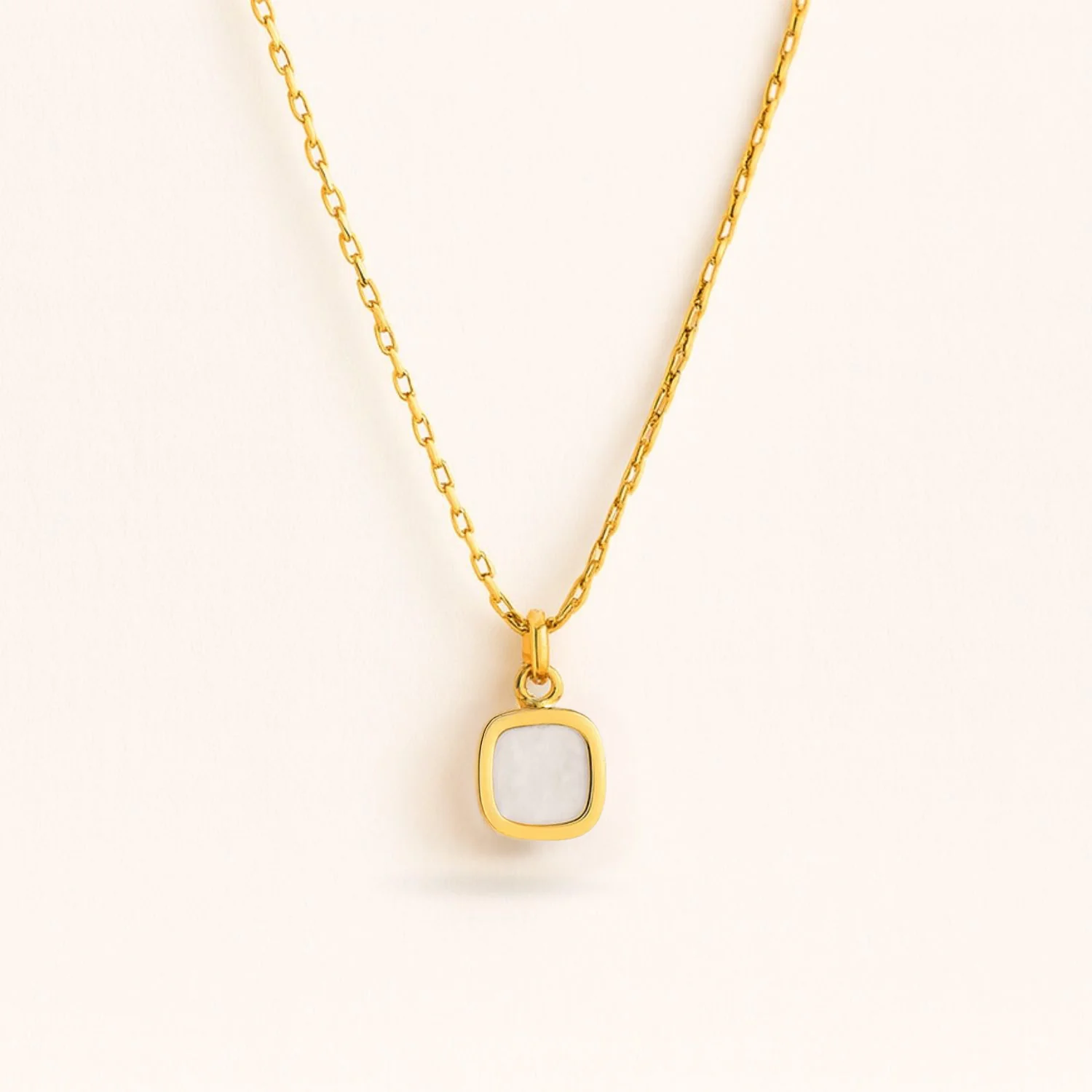 Eden Gold Square MOP Pendant Necklace - Image 3