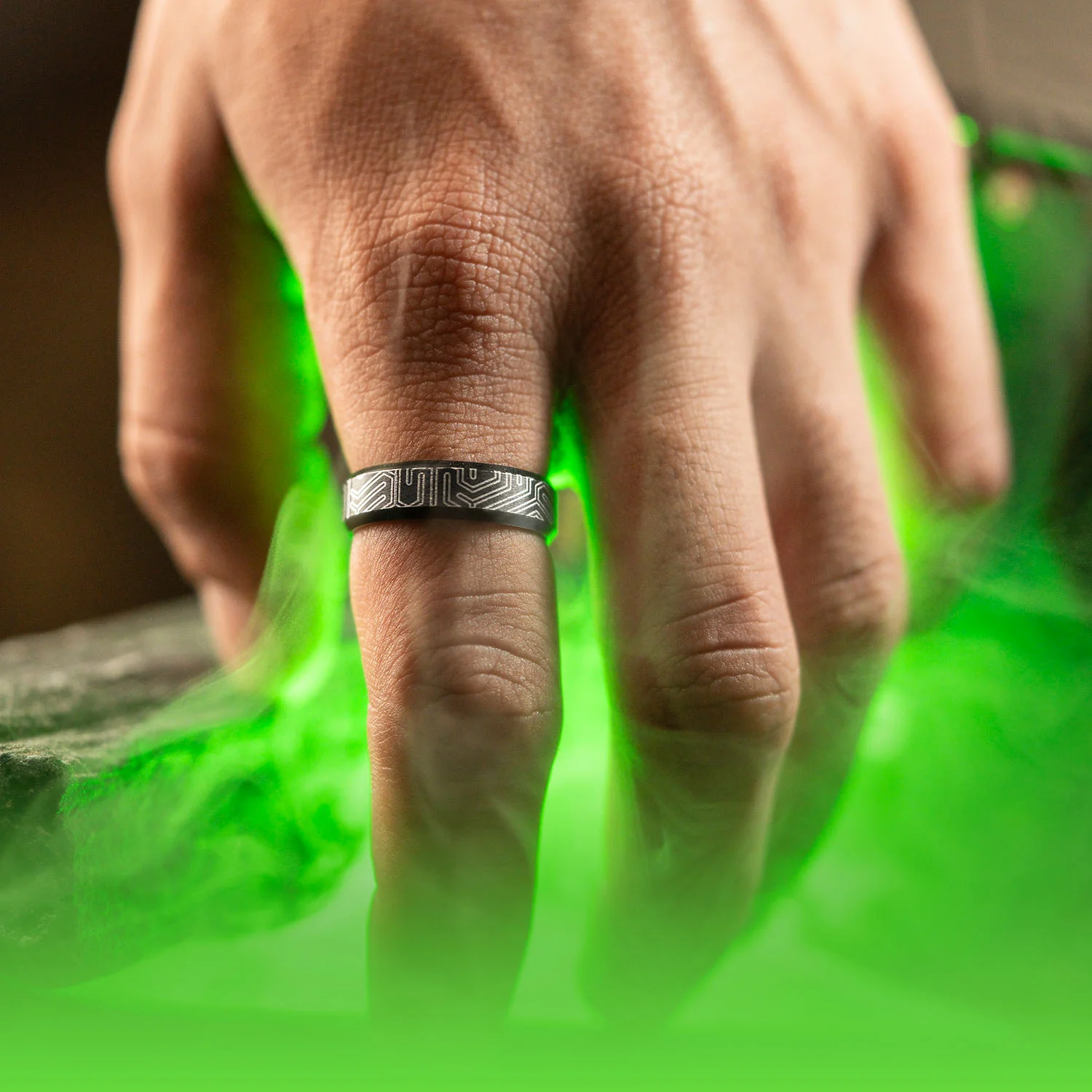 Electro Circuits Beveled Ring - Image 2