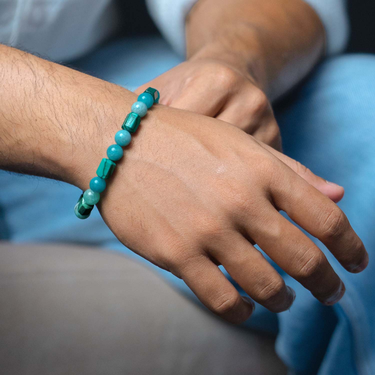 Elysia Amazonite & Malachite Natural Stone Bracelet with Magsnap2 - Image 2