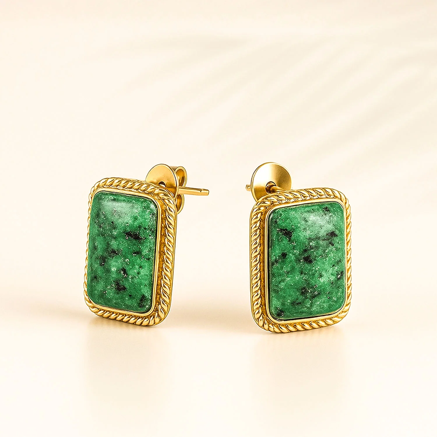 Esmere Emerald Stone Drop Earrings - Image 3