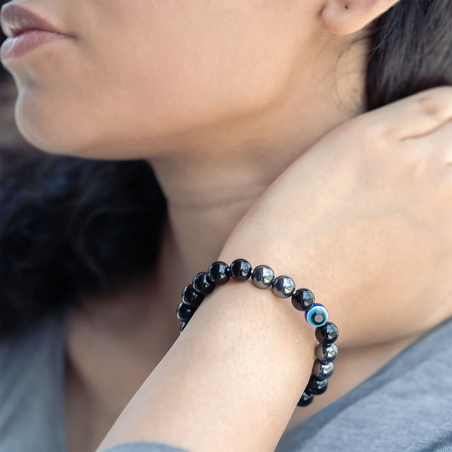 Protective Evil Eye Hematite Natural Stone Bracelet - Image 12