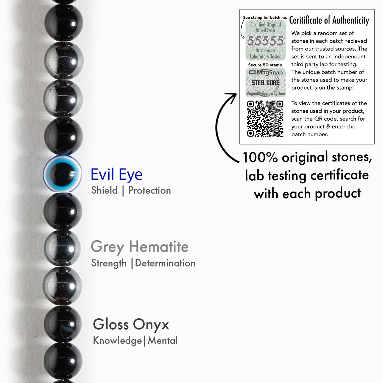 Evil Eye Natural Stone Couple Bracelets with Magsnap 2 - Image 3