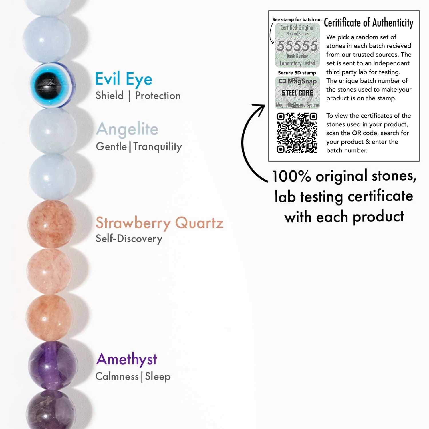 Evil Eye Natural Stone Couple Bracelets with Magsnap 2 - Image 4