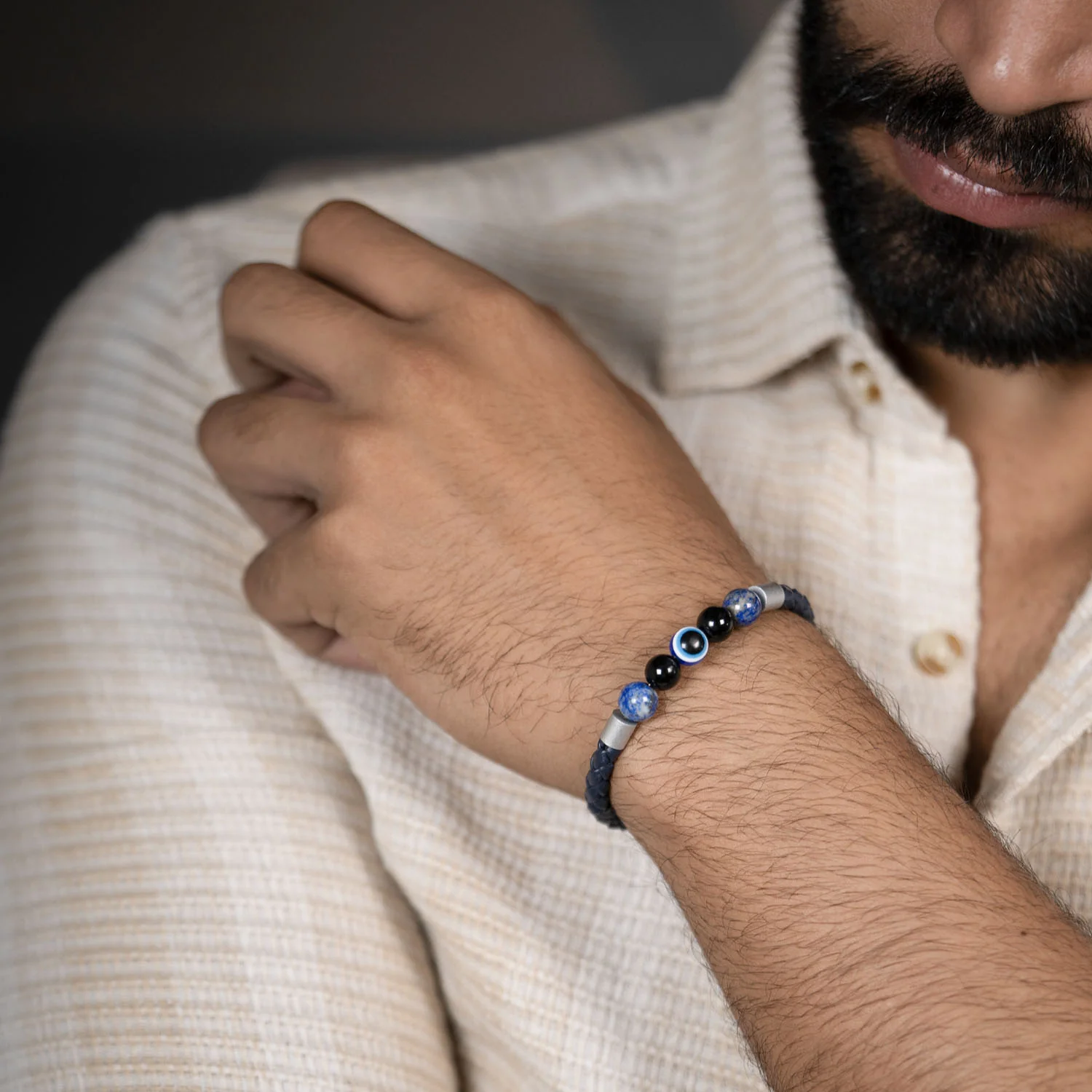 Evil Eye Natural Stone NeoLeather Bracelet With MagSnap2 - Image 3