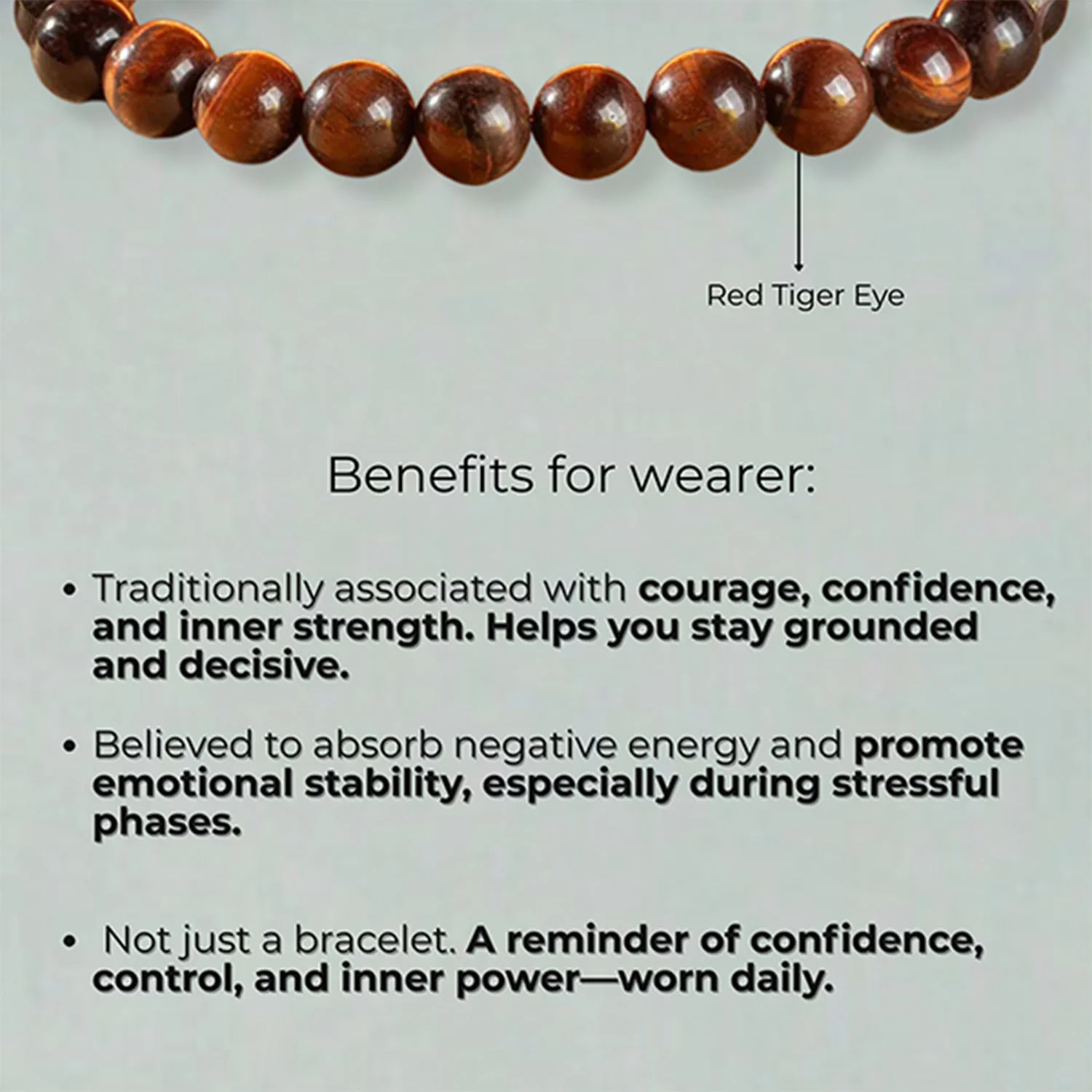 Fearless Red Tiger Eye Natural Stone Bracelet - Image 11