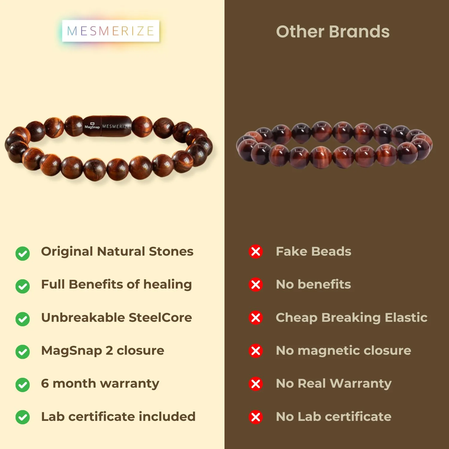 Fearless Red Tiger Eye Natural Stone Bracelet - Image 6