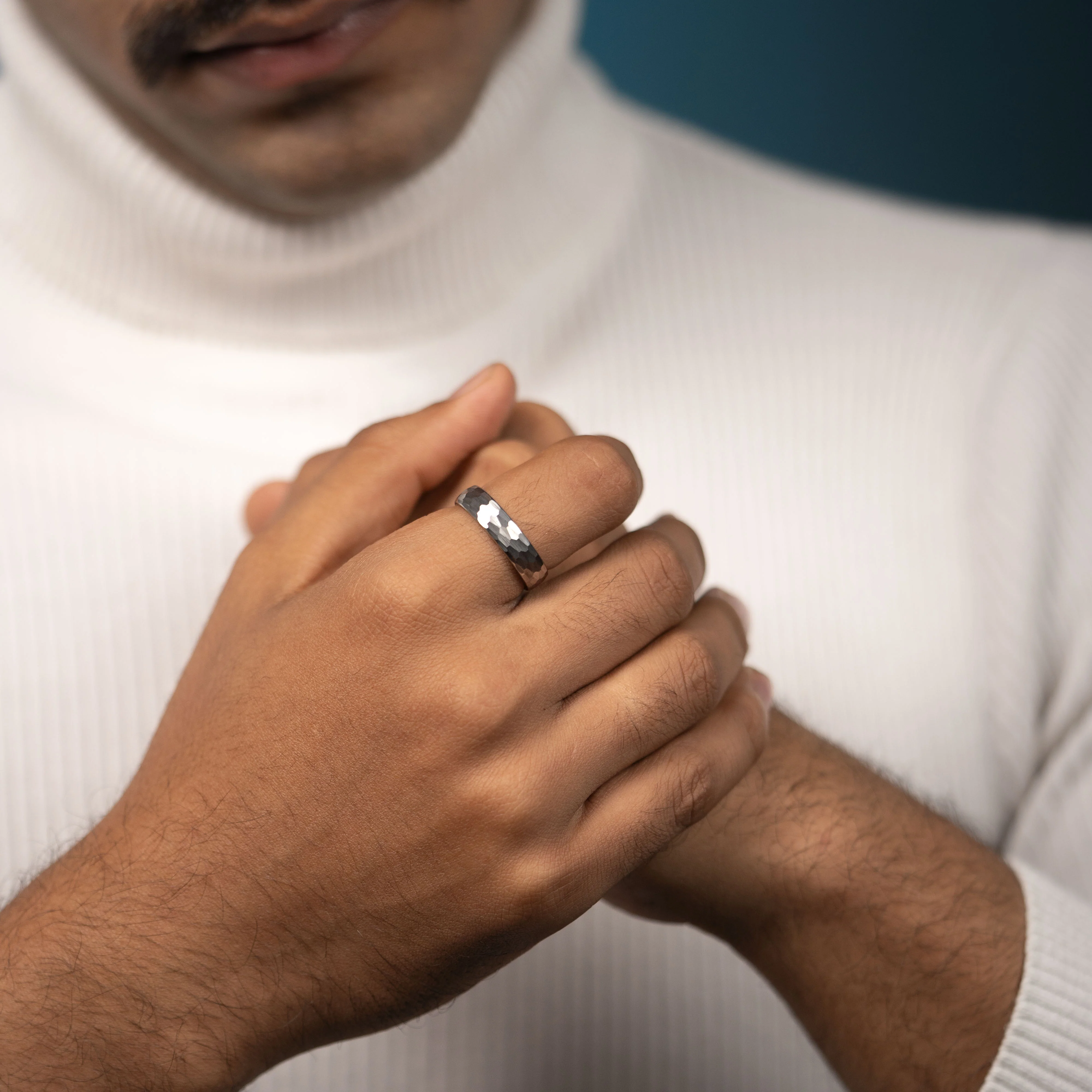 Forged Hammered Tungsten Carbide Band Ring - Image 12