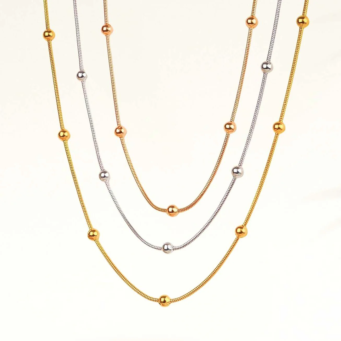 Giselle Tri-Colour Layered Necklace - Image 3