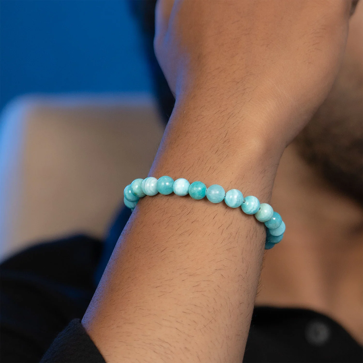 Gleaming Hemimorphite Natural Stone Bracelet With MagSnap 3 - Image 3