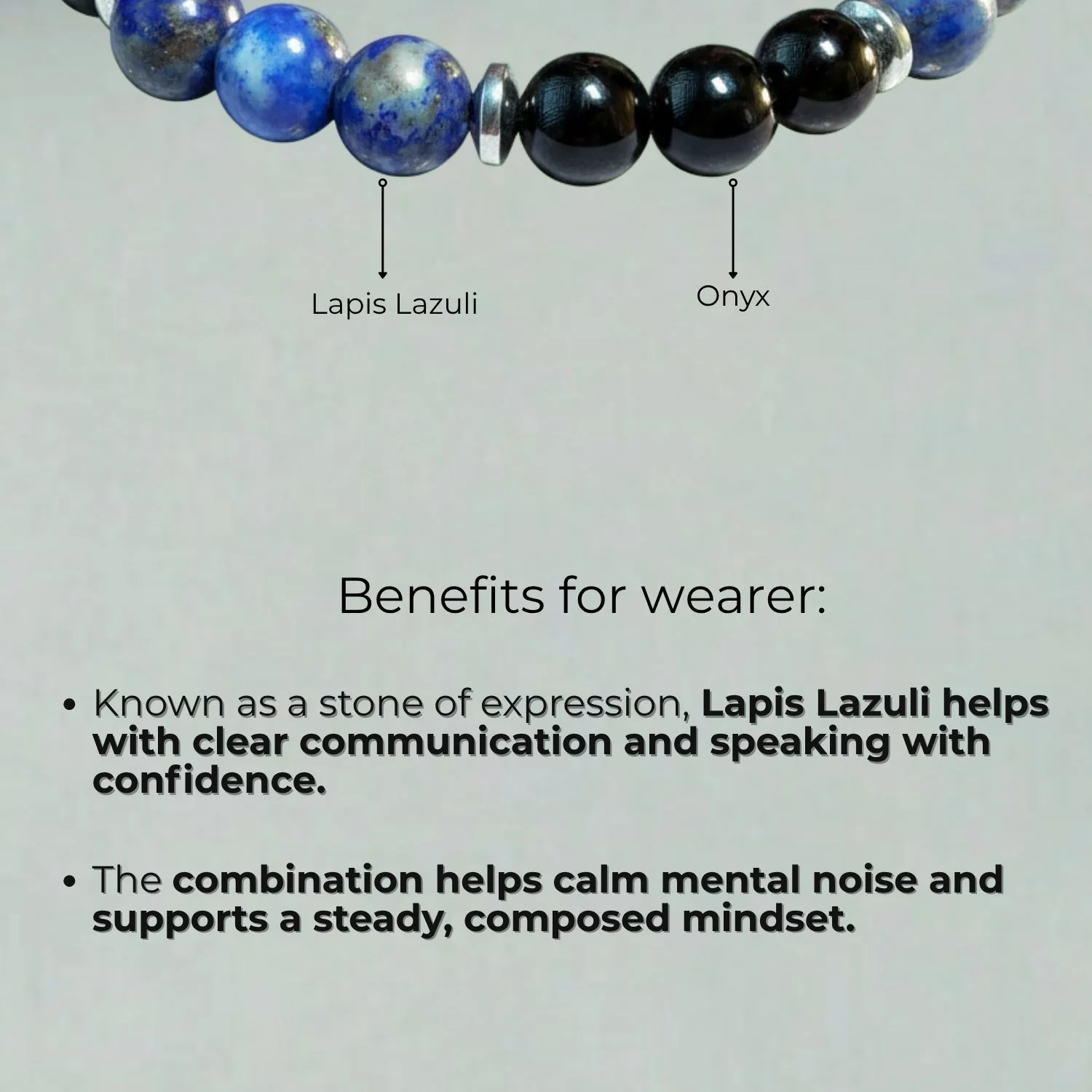 Knowledge Gloss Onyx And Lapis Lazuli Natural Stone Bracelet - Image 11