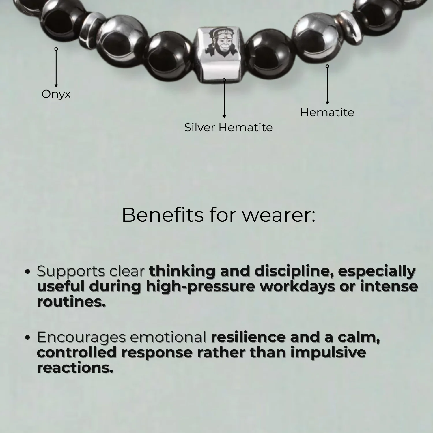 Strength Hanuman Natural Stone Bracelet with MagSnap2 - Image 2