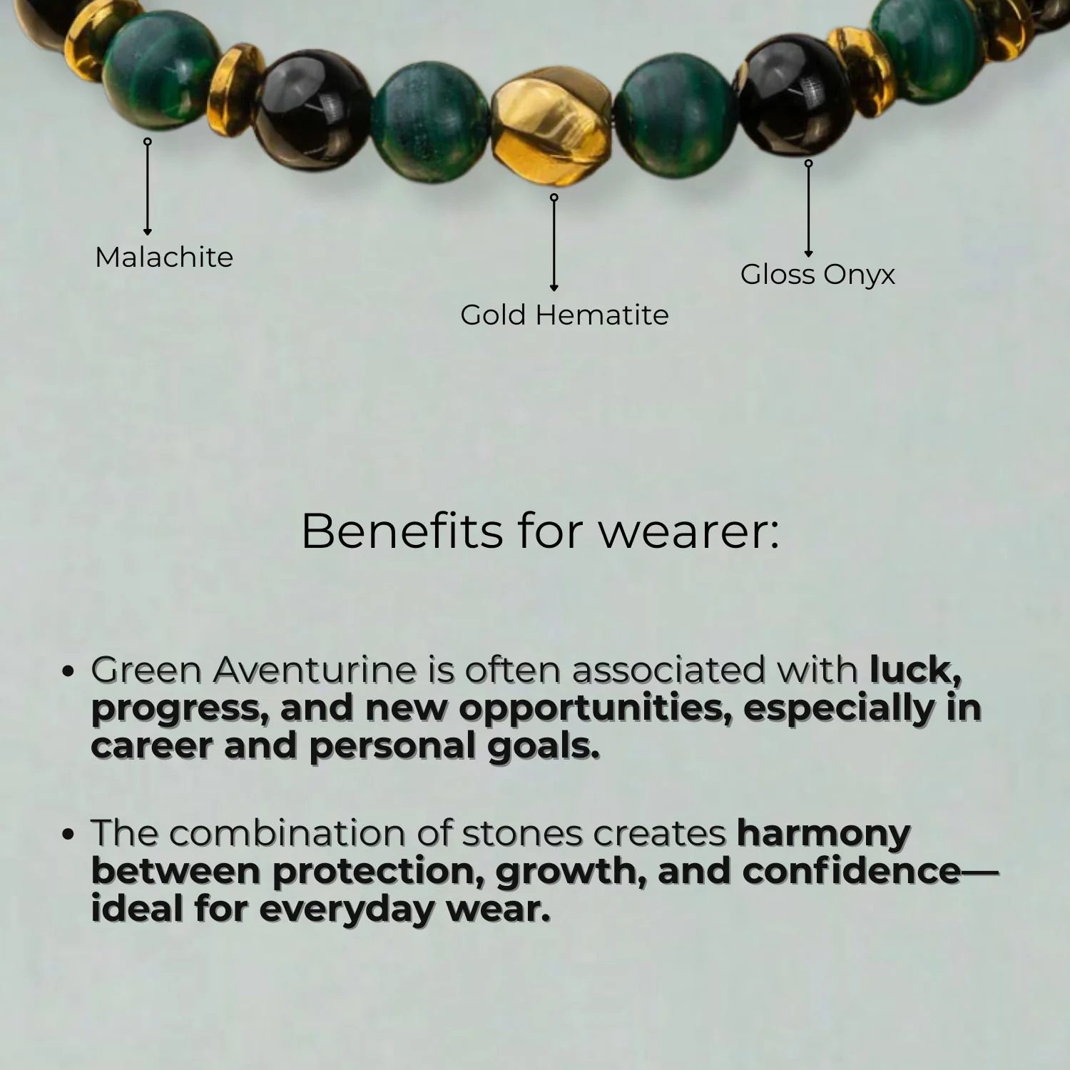 Prosperity Gloss Onyx & Malachite Natural Stone Bracelet - Image 2