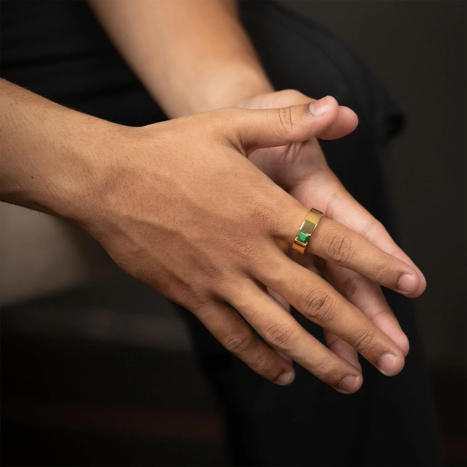 Gold Plated Pure 925 Silver Ring With Malachite Gem Stone - Image 3